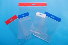 Пакет PVC с ушком(европетля)(за шт) для A4 бумаги (20 листов)голубой цвет  Plastic Bag (Blue Hanger)ширина 22,