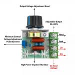 Регулятор SCR напряжения  AC110-220V up 2000ВТ в пределах 50-220В для тэнов, электроинструмента